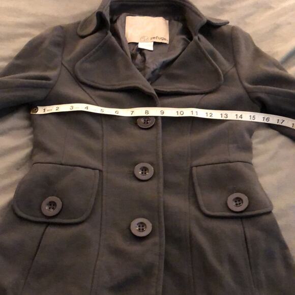 Refuge Charcoal Gray Jacket Juniors Size Small Knit Button Front Belted Back - Picture 6 of 9